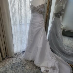 Elegant White and Silver Embroidered Dress